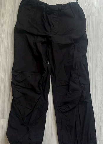 Kadın Siyah paraşüt  Pantolon - Görsel 4