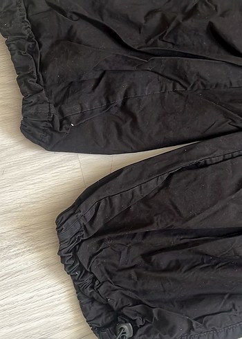 Kadın Siyah paraşüt  Pantolon - Görsel 2