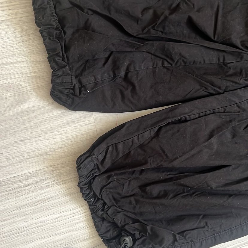 Kadın Siyah paraşüt  Pantolon - Görsel 2