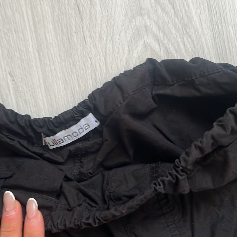 Kadın Siyah paraşüt  Pantolon - Görsel 3