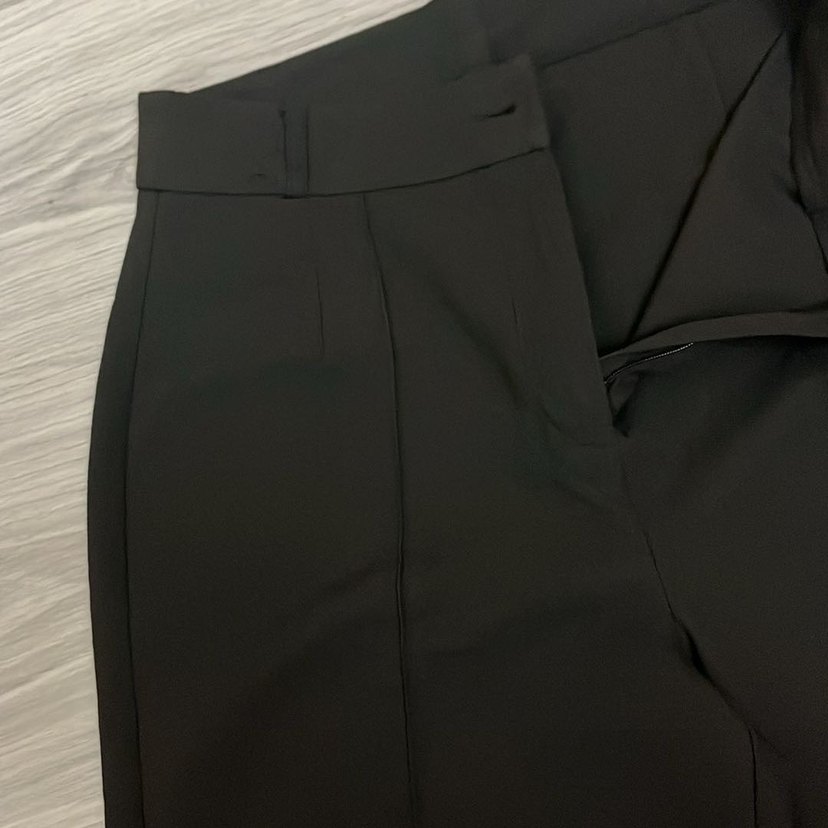 Düğmeli Siyah Kadın Kumaş Pantolon - Görsel 4