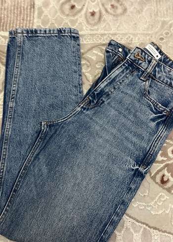 Zara Mavi Yikamali Rahat Kesim Denim Jean