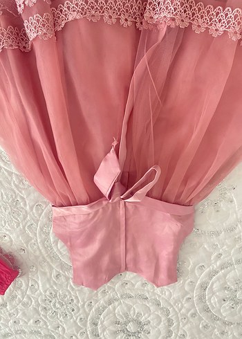 Zyxel Pembe Dantel Detaylı Kız Çocuk Abiye