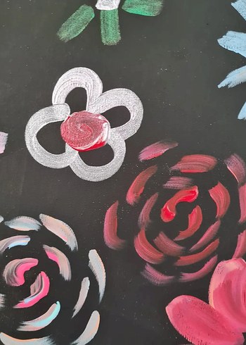 Diğer Renkli Çiçekler Temalı El Boyaması Tablo