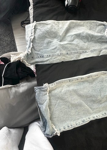 Gri Yırtık Detaylı Salaş Kadın Jean - Görsel 2