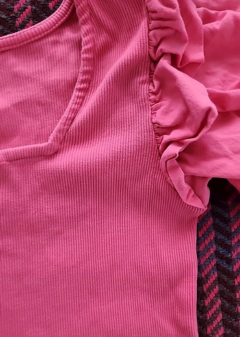 Pembe yazlık balon kol tsort - Görsel 4