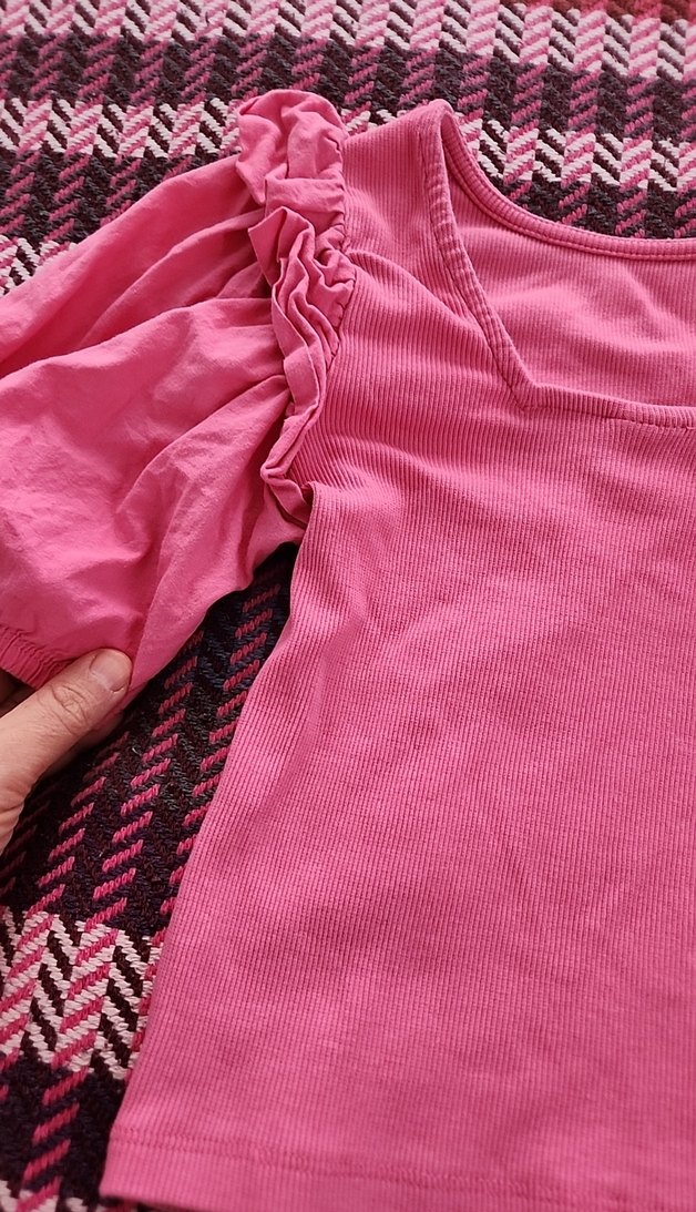 Pembe  yazlık balon kol  tsort - Görsel 2