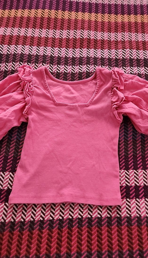 Pembe  yazlık balon kol  tsort - Görsel 3