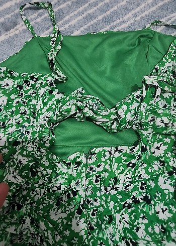 Zara Yeşil Çiçekli Kadın elbise - Görsel 3