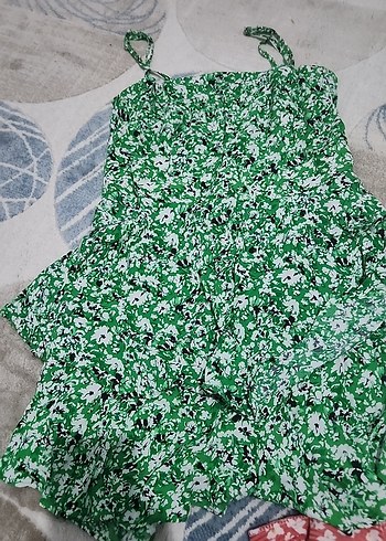 Zara Yeşil Çiçekli Kadın elbise - Görsel 2