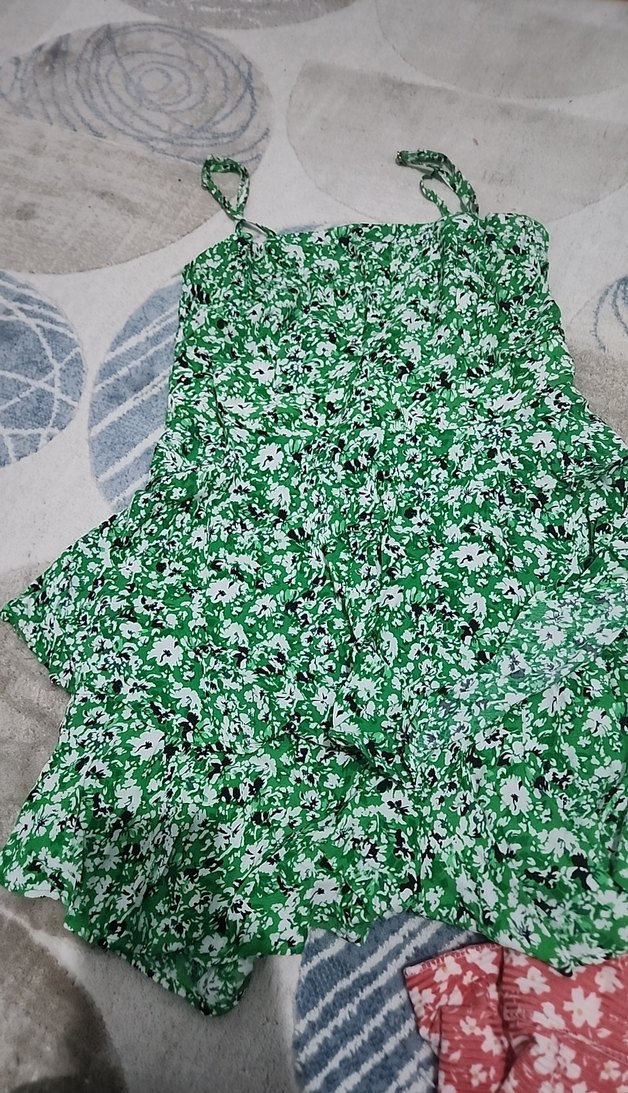 Zara Yeşil Çiçekli Kadın elbise - Görsel 2