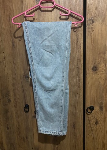 Diğer Geçişli Mavi Bol Kesim Midi Kot Pantolon