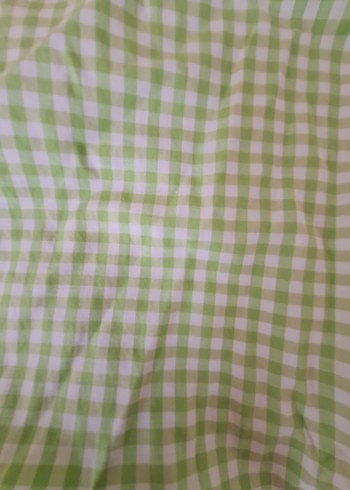 s Beden Yeşil Ekose Desen Bez Kumaş Yamuk Yaka Crop