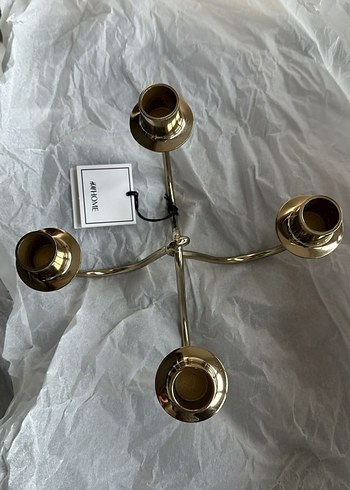 H&M home Altın Renkli 4 Kollu Mumluk