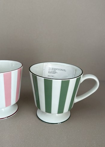 H&M Home Çizgili Porselen 2 kupa