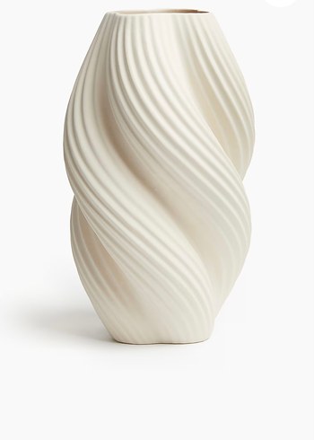 H&M Home Beyaz Dalgalı Desenli Vazo