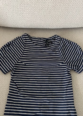 Mango marka Çizgili Pamuklu lacivert elbise - Görsel 2