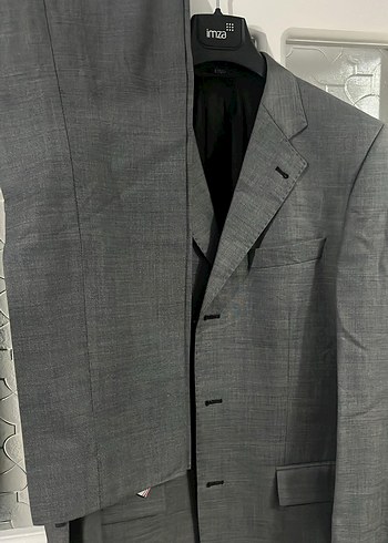 Gri Erkek Takım Elbise Düğmeli Notch Yaka - Görsel 2