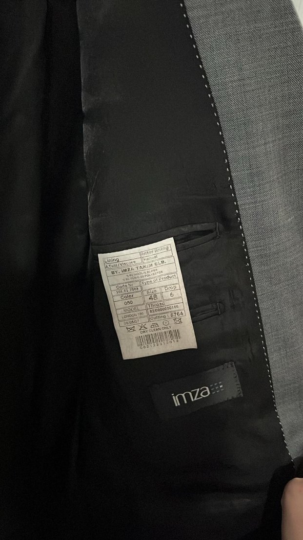 Gri Erkek Takım Elbise Düğmeli Notch Yaka - Görsel 4