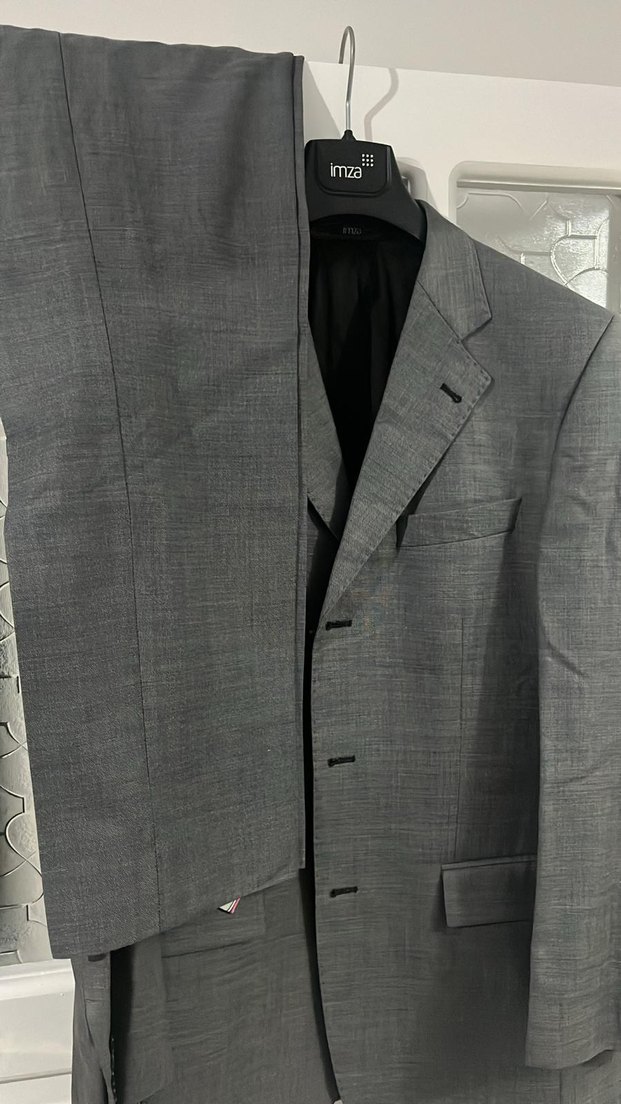 Gri Erkek Takım Elbise Düğmeli Notch Yaka - Görsel 2