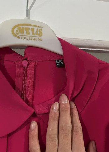 Pembe Uzun Kollu Fırfırlı Kadın Elbise - Görsel 3