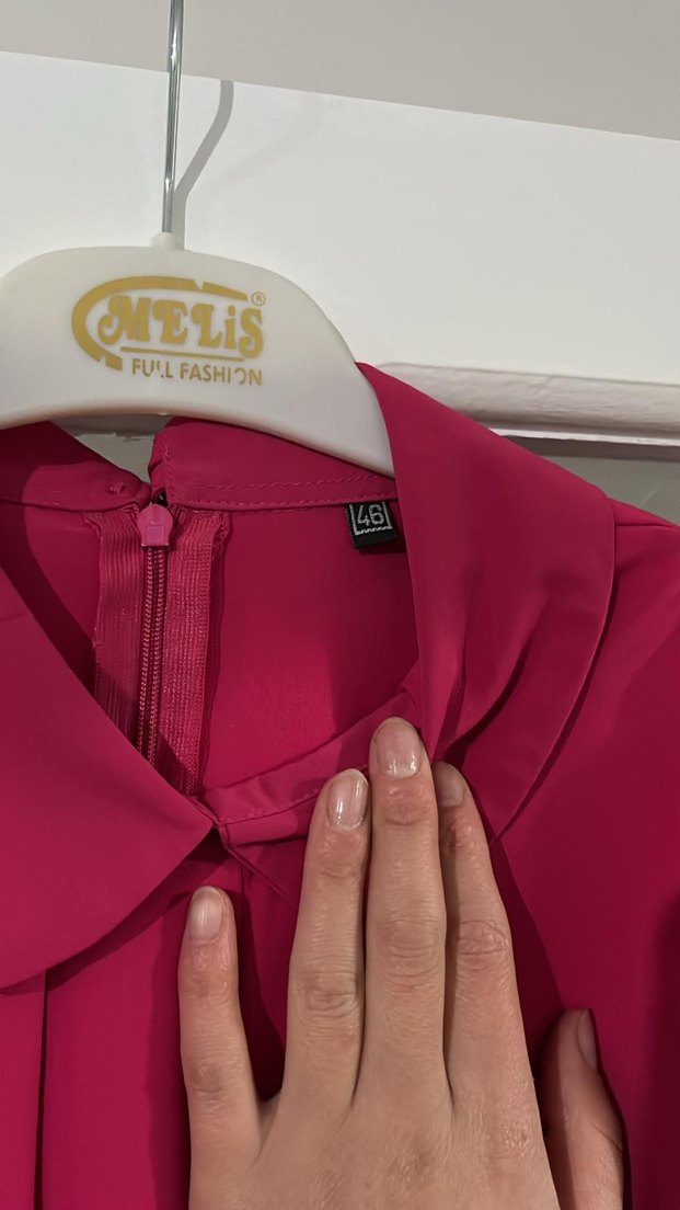 Pembe Uzun Kollu Fırfırlı Kadın Elbise - Görsel 3