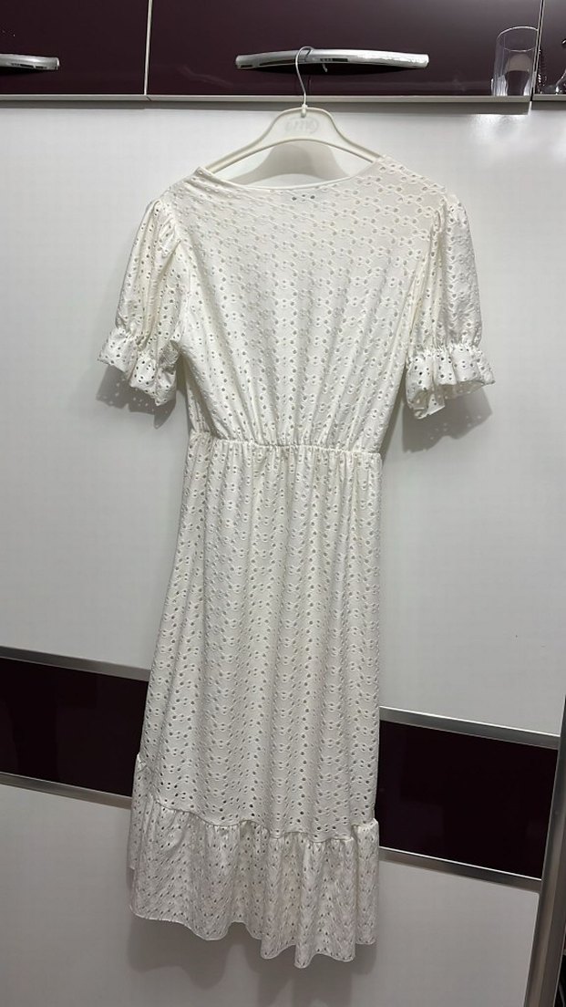 Dantel Detaylı Beyaz Bohem Uzun Elbise - Görsel 2