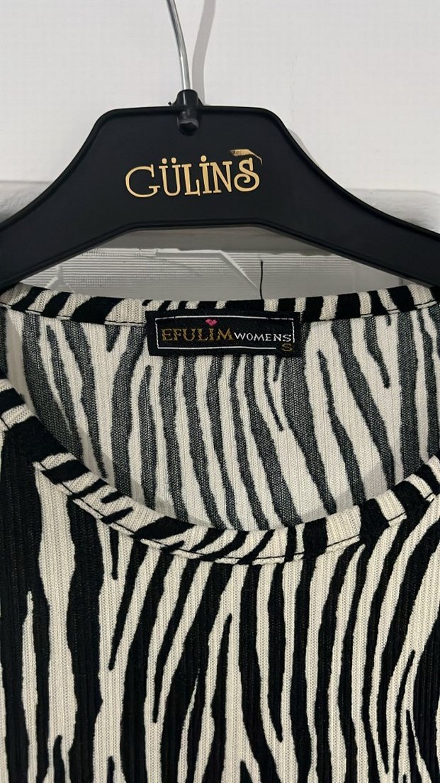 Kadın Siyah Zebra Desenli Uzun Elbise - Görsel 3