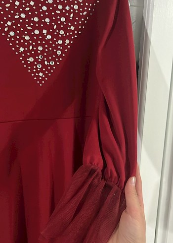 Bordo uzun elbise. - Görsel 3