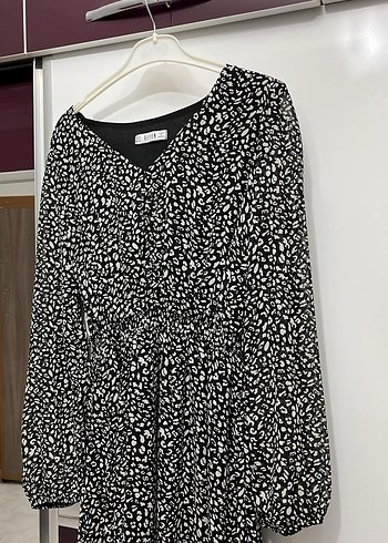 Zebra Desenli Siyah Uzun Kadın Elbise - Görsel 2