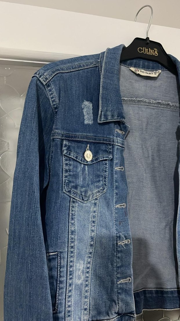 Düğmeli Mavi Denim Ceket - Görsel 2