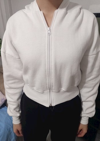 Fermuarlı Beyaz Kadın Kısa Ceket - Görsel 2
