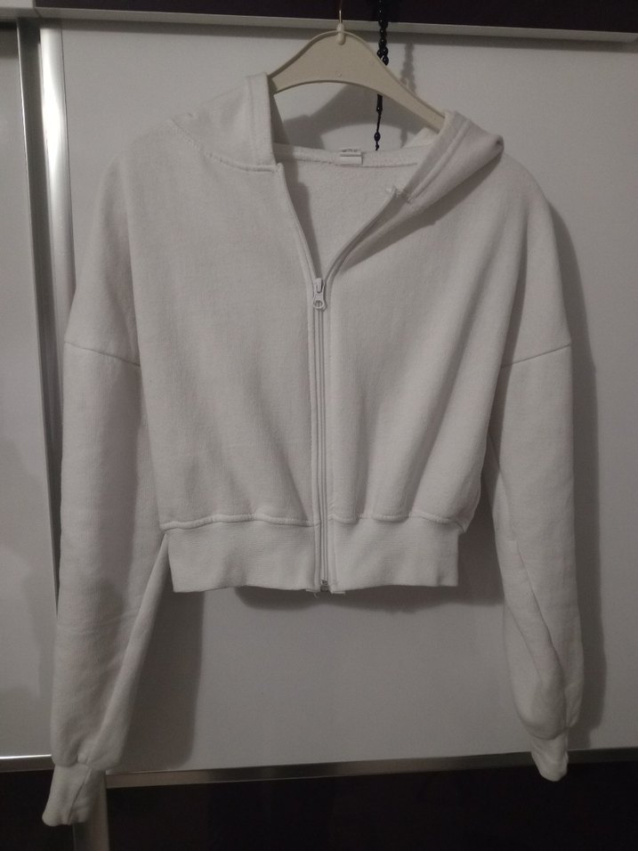 Fermuarlı Beyaz Kadın Kısa Ceket - Görsel 3