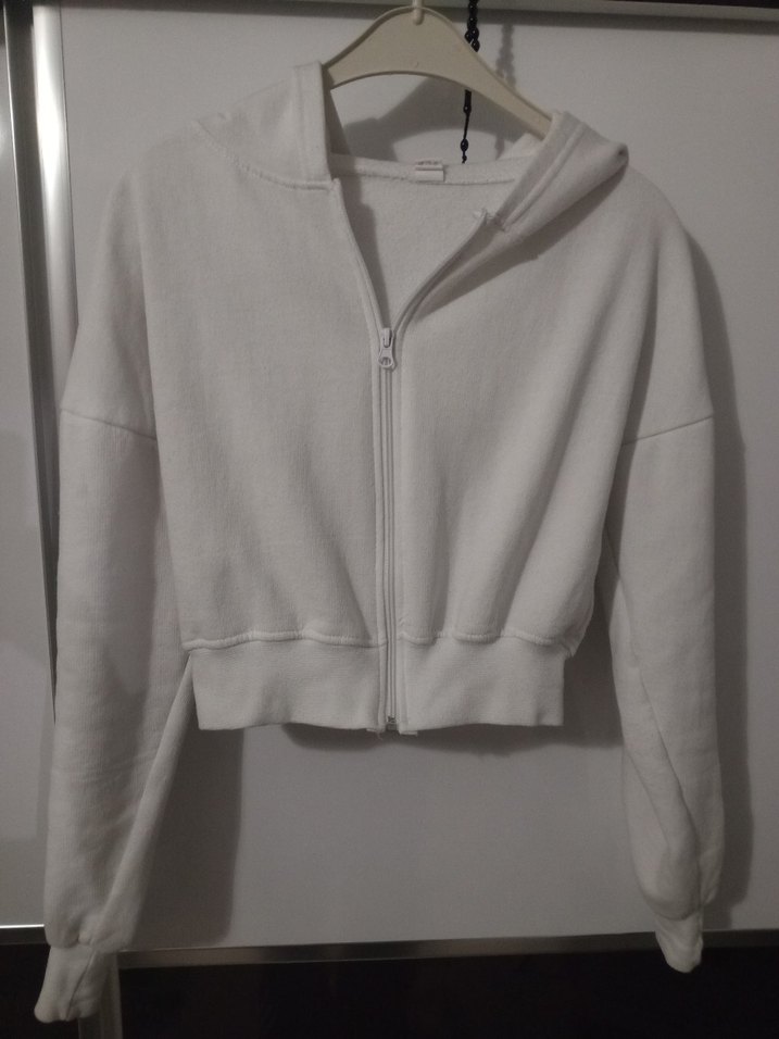 Fermuarlı Beyaz Kadın Kısa Ceket - Görsel 5