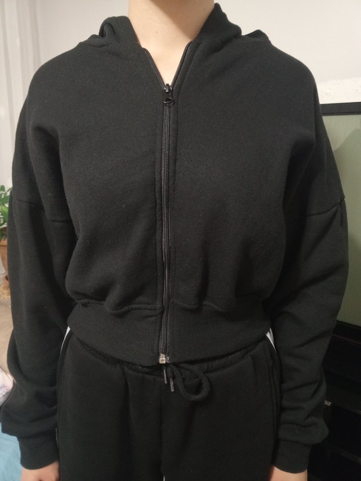 Kadın Siyah Fermuarlı Kısa Ceket - Görsel 2