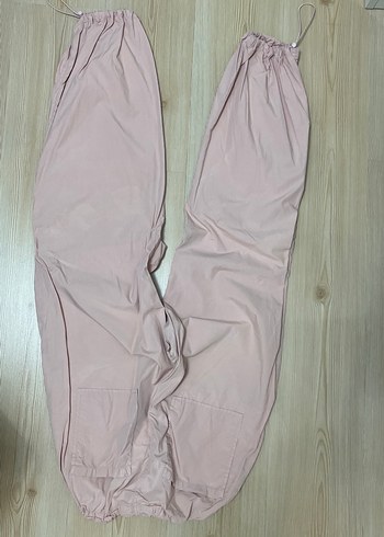 Pembe Midi parasüt kumaş  Rahat Kesim Kadın Pantolon - Görsel 6