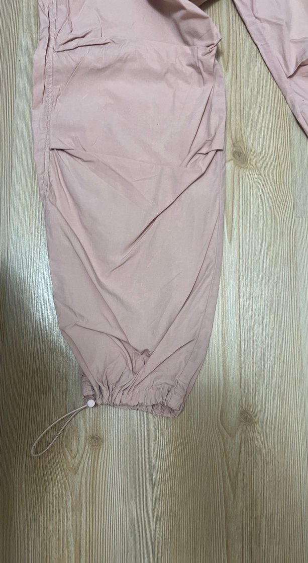 Pembe Midi parasüt kumaş  Rahat Kesim Kadın Pantolon - Görsel 4