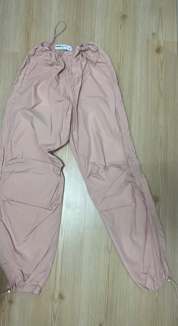 Pembe Midi parasüt kumaş  Rahat Kesim Kadın Pantolon - Görsel 3