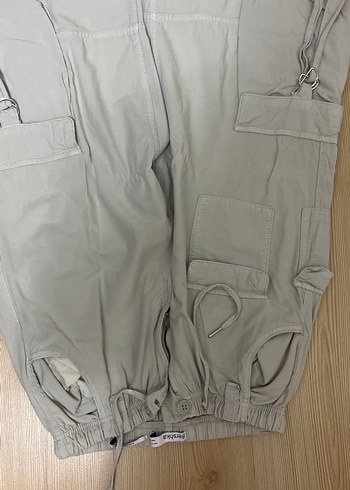 Bej Bol Kesim Keten Kadın Pantolon - Görsel 5