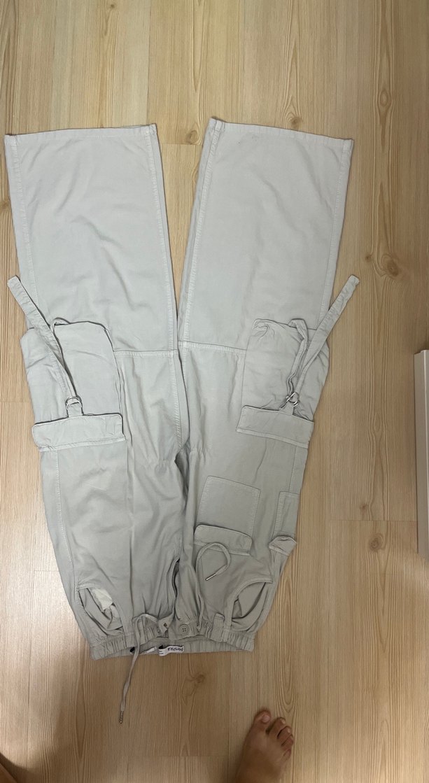 Bej Bol Kesim Keten Kadın Pantolon - Görsel 4