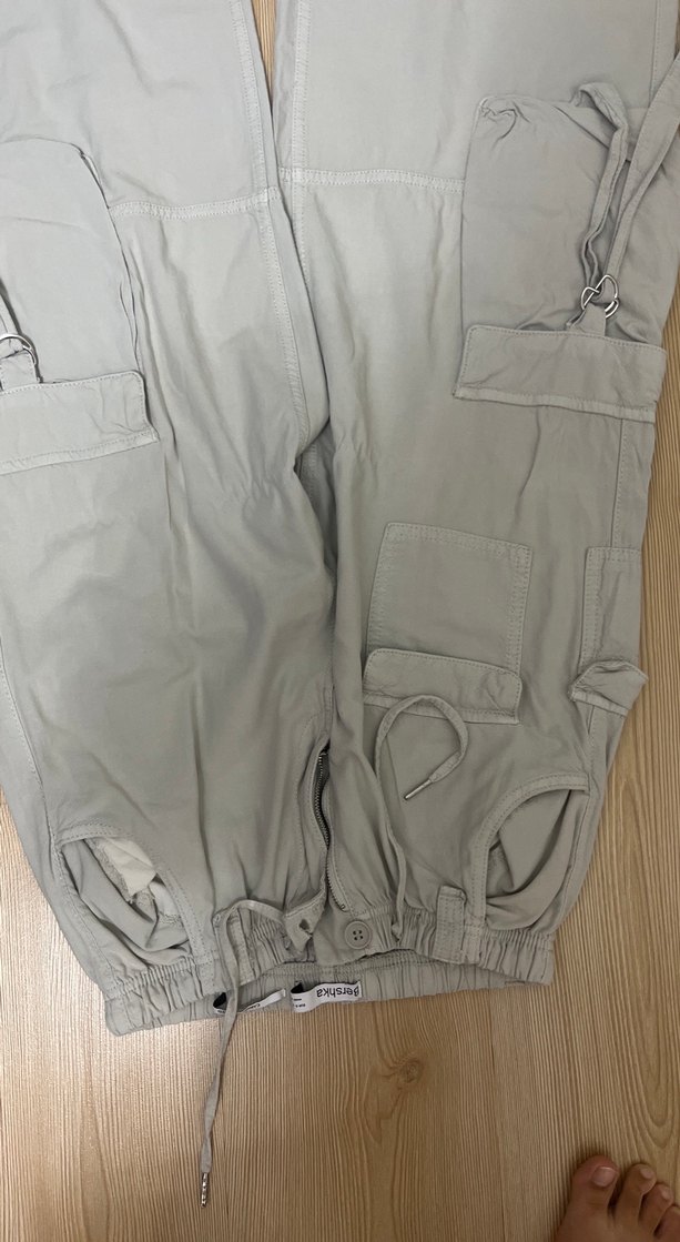 Bej Bol Kesim Keten Kadın Pantolon - Görsel 5