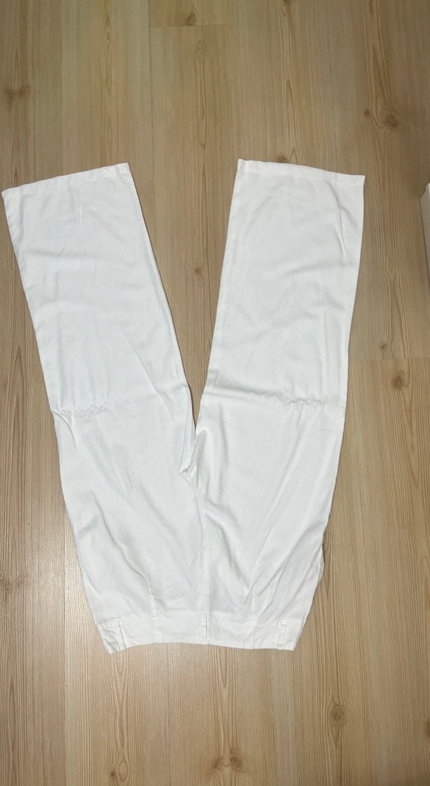 Beyaz Midi Keten Salaş Kadın Pantolon - Görsel 4