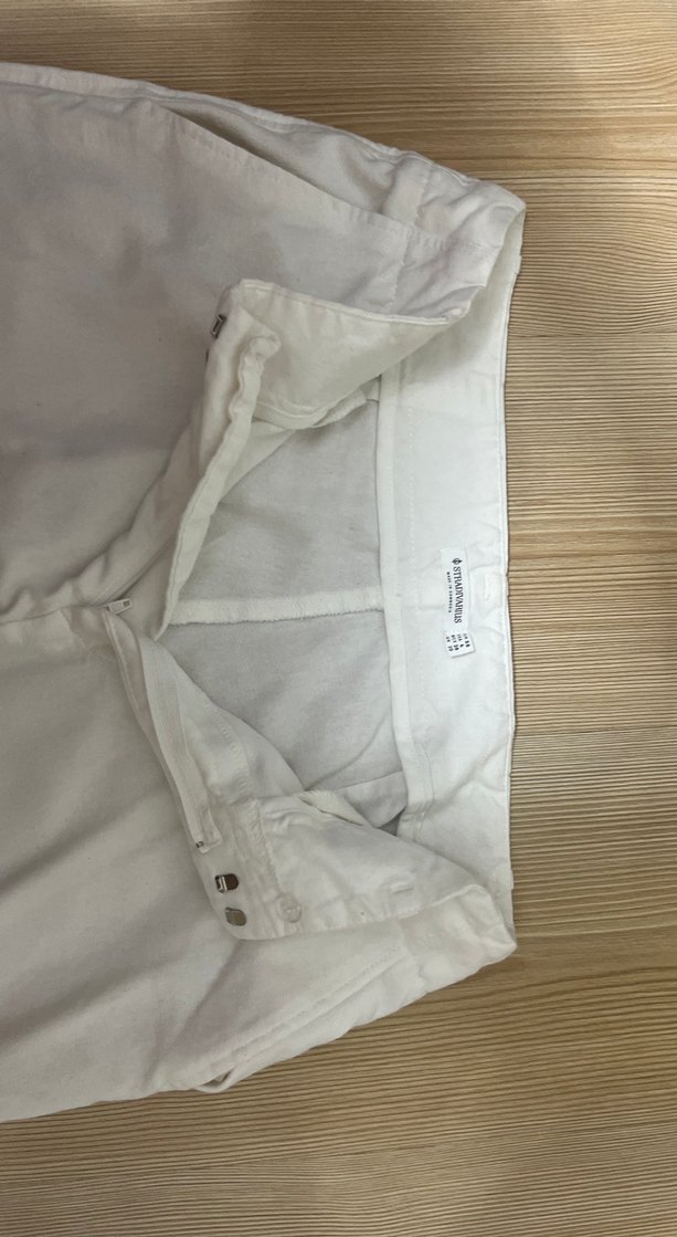 Beyaz Midi Keten Salaş Kadın Pantolon - Görsel 3