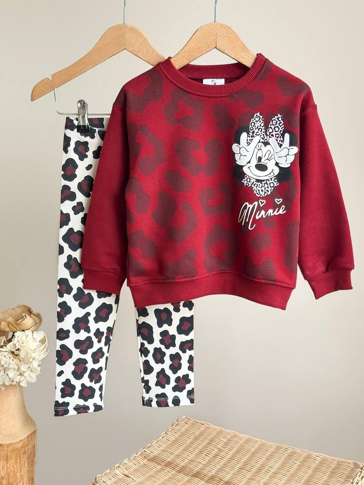 Bordo Kapüşonlu Baskılı Kız Sweatshirt - Görsel 3