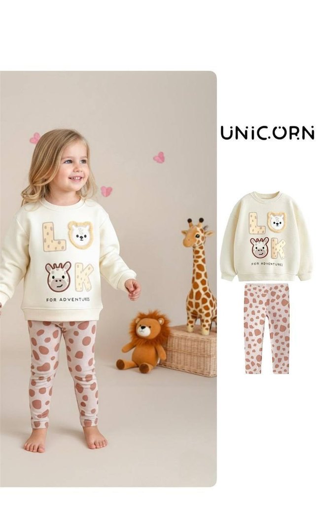 Leopar Desenli Kürklü Bebek Kız Takımı - Görsel 2