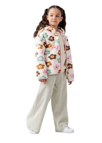 Kız Çocuk Kapüşonlu Peluş Ceket - Görsel 2