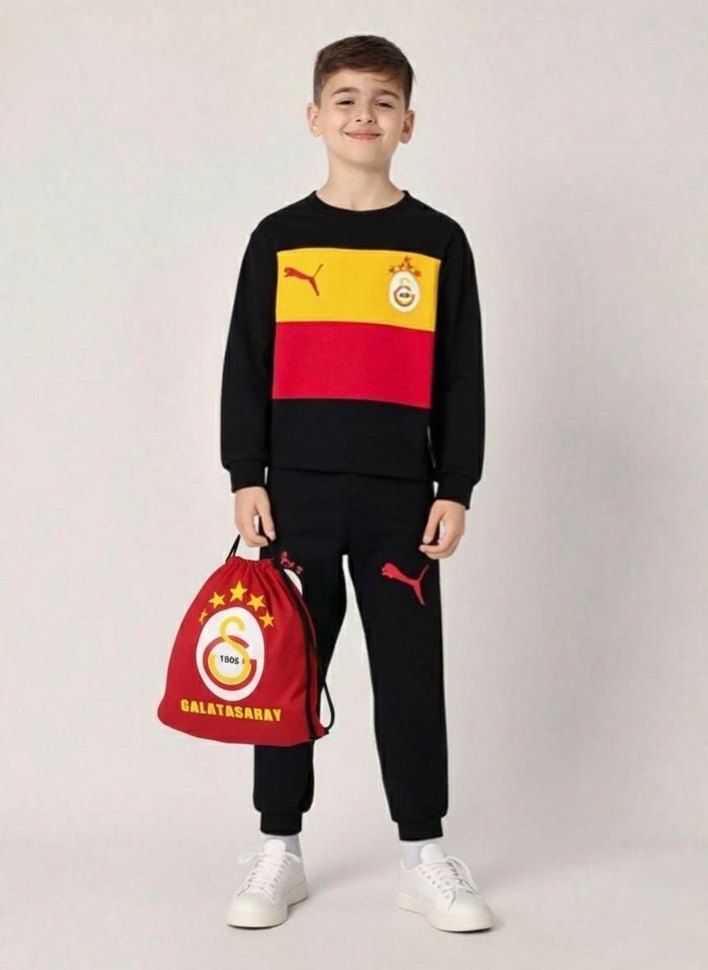 Siyah Baskılı Erkek Çocuk Eşofman Takımı - Görsel 2