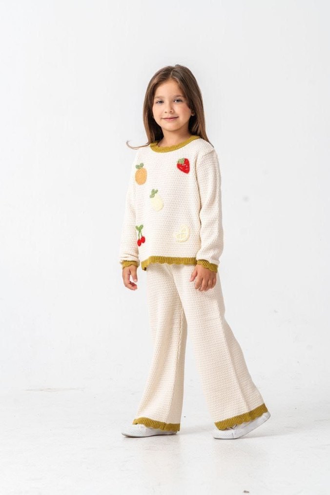 Nakışlı Örgü Kız Eşofman Takımı - Görsel 2