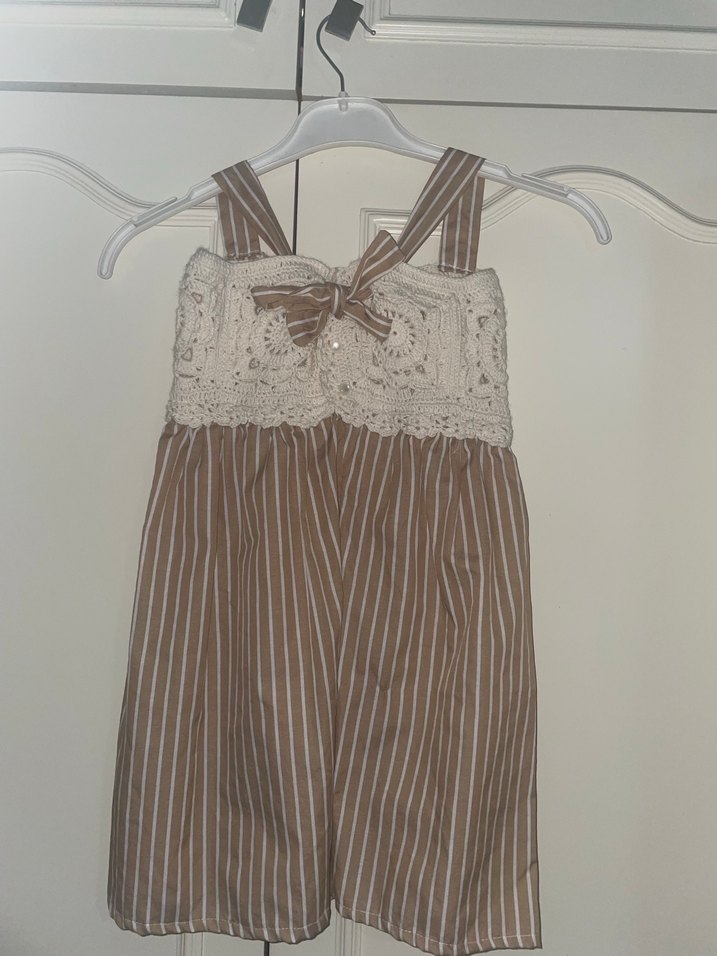 Kız Çocuk Bej Dantel Detaylı Bohem Elbise - Görsel 2