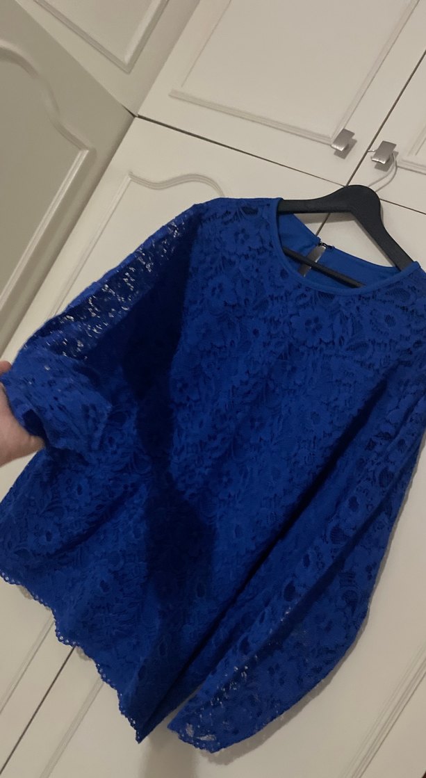 Kadın Lacivert Dantel Uzun Kollu Bluz - Görsel 2